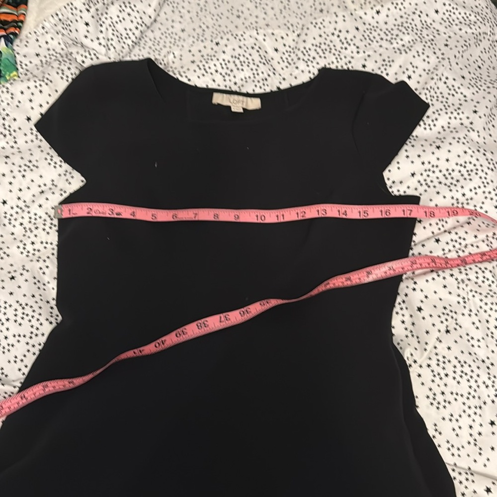 Loft Sz 8 Black Stitched pattern Skater Dress GUC BP1 - Picture 6 of 8